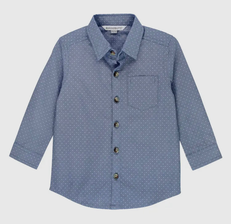 Rugged Butts Chambray Dots Long Sleeve Button Up