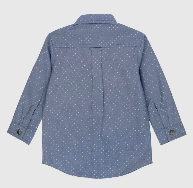 Rugged Butts Chambray Dots Long Sleeve Button Up