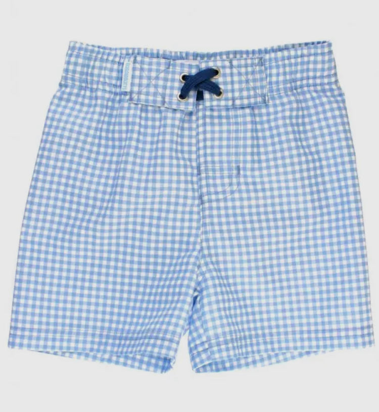 Rugged Butts Cornflower Blue Gingham Swim Shorts