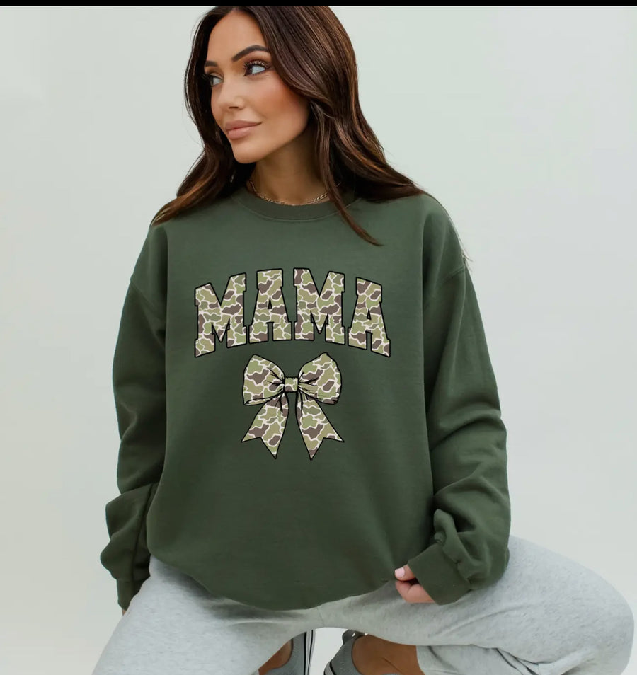 Mama Bow Camo Sweatshirt