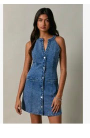 Halter Jean Mini Dress