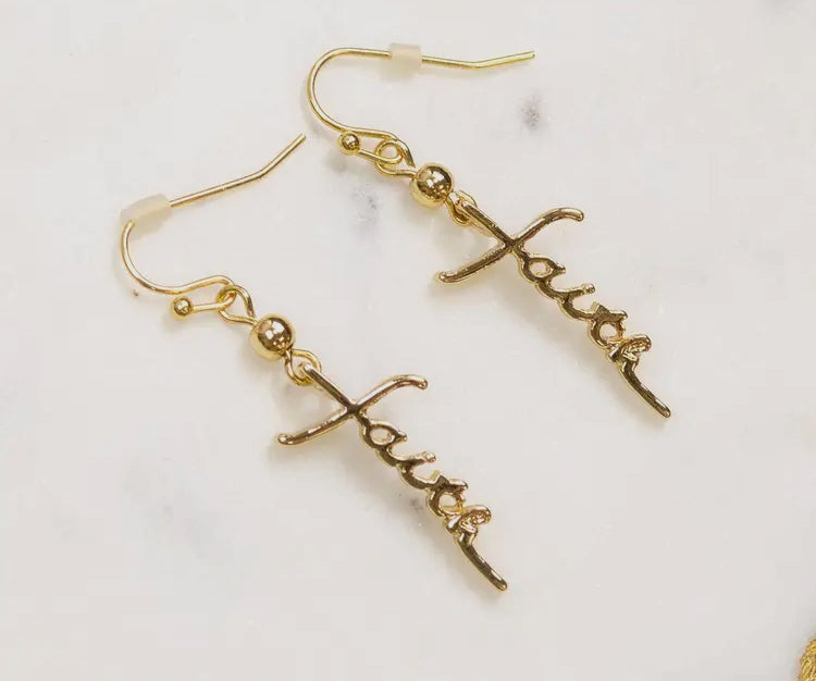 1.5” Faith Gold Plated Earrings