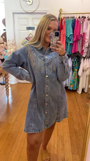 Blue B Rhinestone Fringe Dress