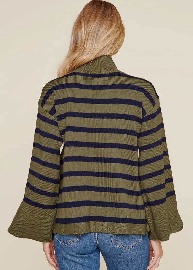 Striped Wide Sleeve Sweater