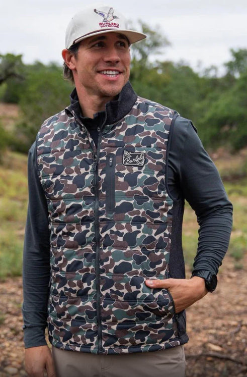 Burlebo Puffer Vest in Throwback Camo