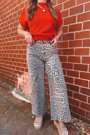 Easel Animal Print Twill Pant
