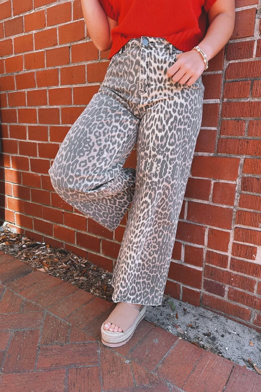 Easel Animal Print Twill Pant