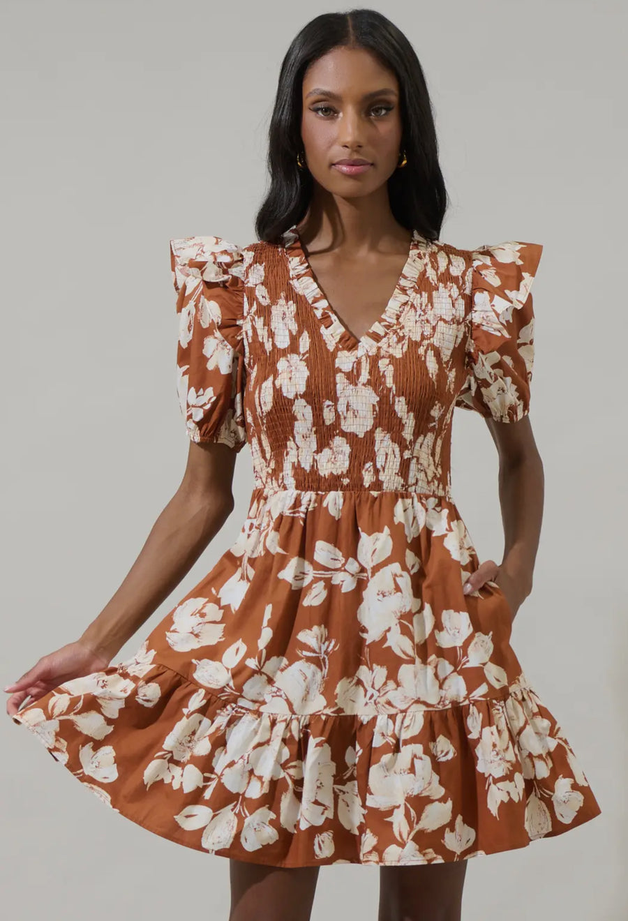 Sugarlips Floral Smocked Mini Dress